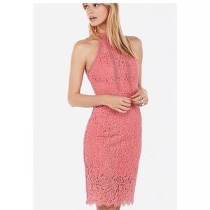 Express Pink/Coral  Lace Midi Dress